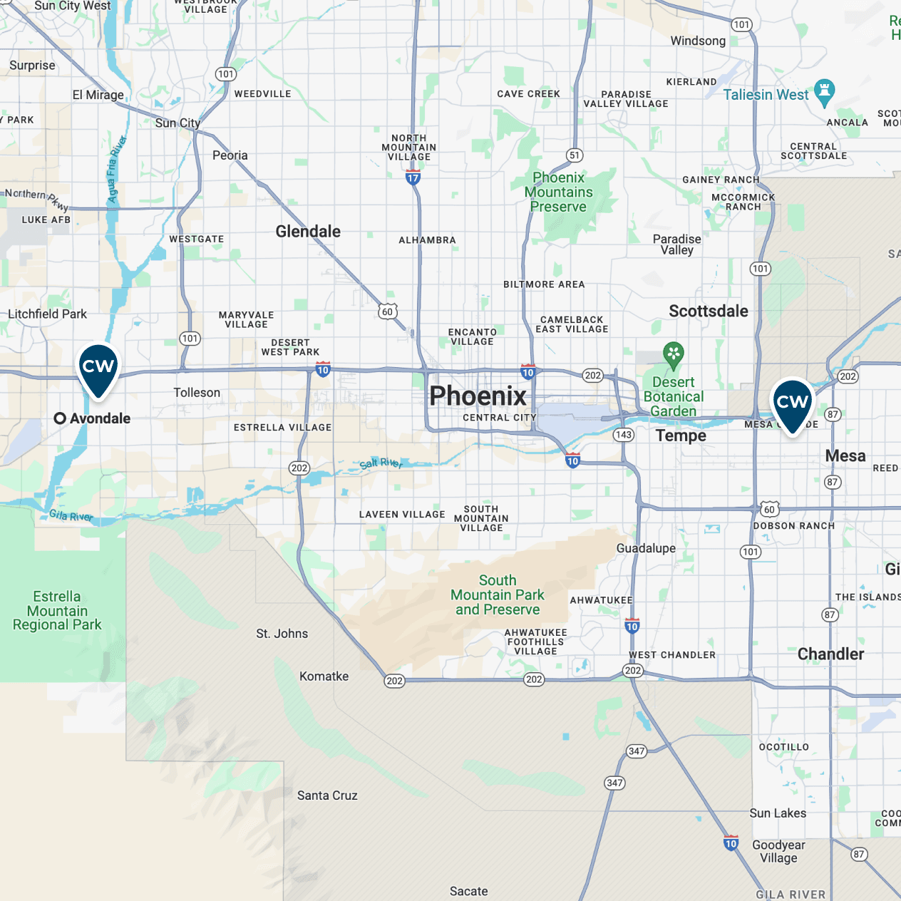 Service Locations Map